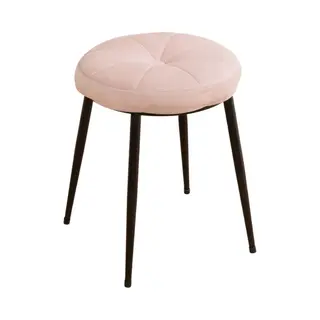Luxaliving Make-up Kruk / Ronde Poef – Gestoffeerde Zitting – Metalen Poten – Roze – 34×34×45 Cm