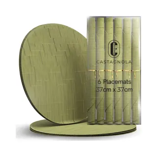 Castagnola Placemats - Placemat Van Kunststof - Onderlegger - Onderzetter - Placemats Plastic En Pvc - 6 Stuks - Diameter 37cm - Groen