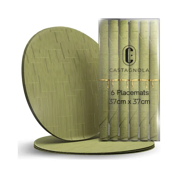 Castagnola Placemats - Placemat Van Kunststof - Onderlegger - Onderzetter - Placemats Plastic En Pvc - 6 Stuks - Diameter 37cm - Groen thumbnail
