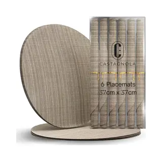 Castagnola Placemats - Placemat Van Kunststof - Onderlegger - Onderzetter - Placemats Plastic En Pvc - 6 Stuks - Diameter 37cm - Bruin