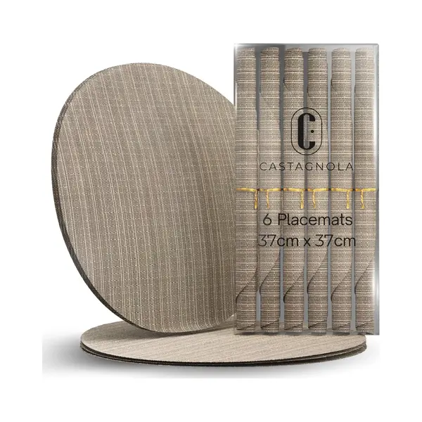 Castagnola Placemats - Placemat Van Kunststof - Onderlegger - Onderzetter - Placemats Plastic En Pvc - 6 Stuks - Diameter 37cm - Bruin thumbnail