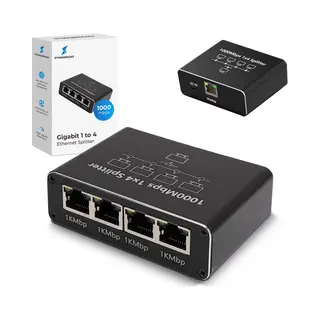 DynaBright Internet Splitter - 4 Poorten – Netwerk Switch – Tot 1000Mbps - Ethernet Splitter – RJ45, CAT5 T/m CAT8 - Netwerk Splitter