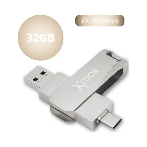 Xedor® Base - Usb Stick - 32 Gb - 1120Mbps - Usb C En A - IPhone En Android thumbnail