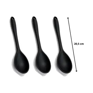 Trovano Siliconen Eetlepelset 3 St. Zwart | Hittebestendig & Vaatwasserbestendig | Anti-aanbaklaag & 100% Bpa-vrij | Eetlepel, Lepel, Roerlepel, Kooklepel |