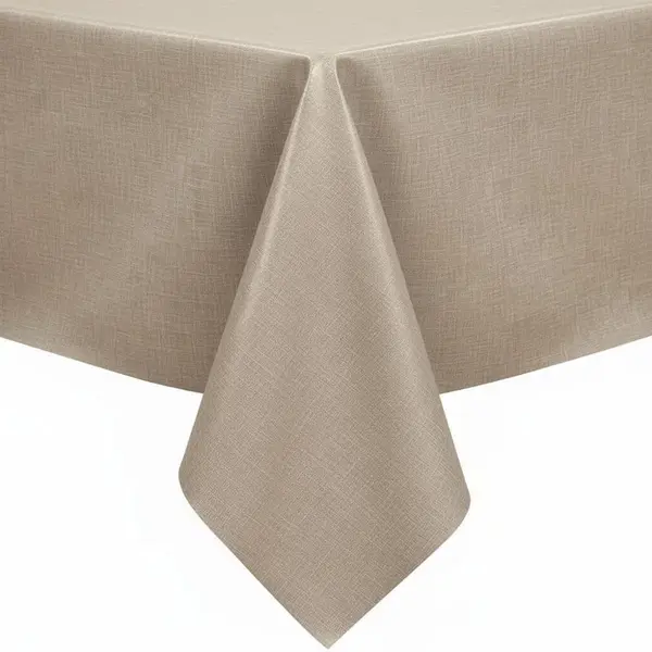 Protecttable - Tafelzeil Linnenlook Taupe 140x160cm - Tafelkleed Afwasbaar - Kunststof thumbnail