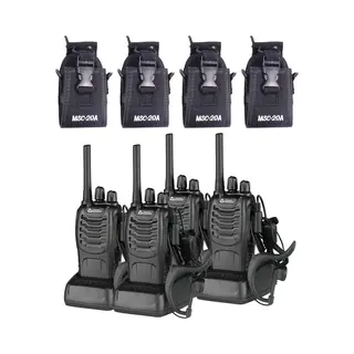 Current Components 88E - Portofoon 4 Stuks - Walkie Talkie - 5km Bereik - Pmr 446 Mhz - Met Led Zaklamp - Inclusief 4 Holsters