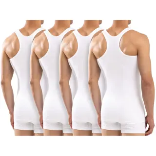 Calzera 4 Pack Halterhemden - Heren Halter Hemd - Tanktop - Premium Kwaliteit - Sporthemd Heren - 100% Gekamd Katoen - Wit - Maat Xxl