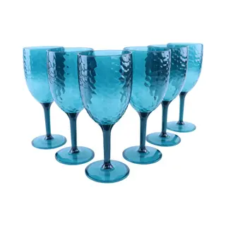 Otix Kunststof Wijnglazen - Herbruikbaar - Set Van 6 - Voor Rode En Witte Wijn - Blauw - 350ml - Harbor
