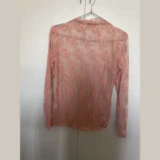 Kanten Top Lace Top - Blouse - Lange Mouwen - Dames - Layering Trendy - Terracotta Terra Bruin - Maat M