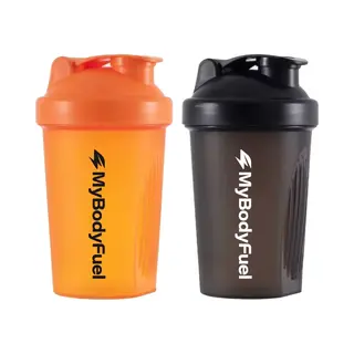 MyBodyFuel - Shakebeker - 400 Ml - Met Mixfilter - Oranje En Zwart - Set Van 2 - Proteïne Shaker - Bpa-vrij