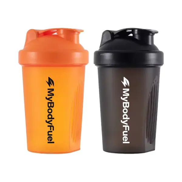 MyBodyFuel - Shakebeker - 400 Ml - Met Mixfilter - Oranje En Zwart - Set Van 2 - Proteïne Shaker - Bpa-vrij thumbnail