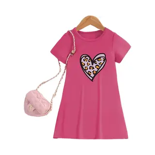RedParrot Roze Hartjes Jurkje - Meisjes Jurkje - Tshirt - Kinder - 5 Of 6 Jaar