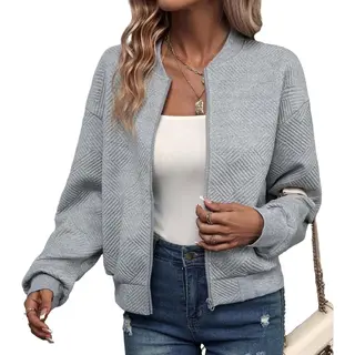 RedParrot Mode Relief Vest Dames - Grijs - Jack - Trui - Rits - Fashion - Maat L