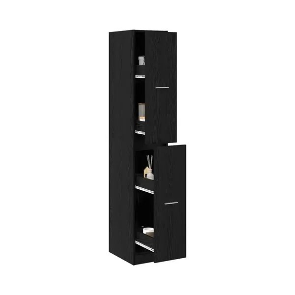 VidaXL Apotheker-Schrank Schwarze Eiche 30X41X174, 5 Cm Stauraumlösung Für Zuhause Und Büro Holzinnerer Hoher Moderner Eleganter Möbel thumbnail