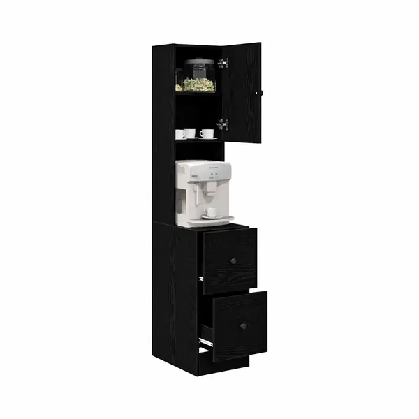 Vidaxl - Kitchen Cabinet With Drawer With Door Black Oak Engineered Wood thumbnail