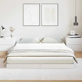 Floor Bed Frame White 160 X 210 Cm Solid Pine Wood Vidaxl