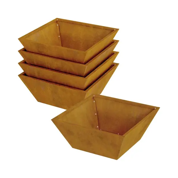 VidaXL Garten-Pflanzgefäß 5 Pcs Rostig 40 X 40 X 15 Cm Wetterfeststahl thumbnail