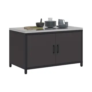 Kitchen Storage Cabinet With Shelf With Storage Black Steel Vidaxl