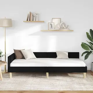 Corner Bed Frame With Headboard Black 90 X 200 Cm Fabric Vidaxl