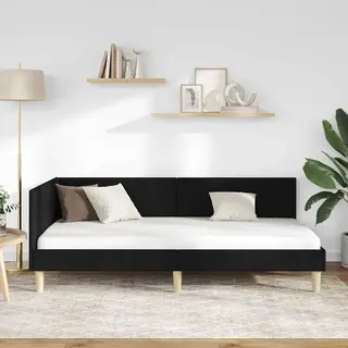 VidaXL Hoek Bed Frame Zwart 80 Cm X 200 Cm Stof En Multiplex