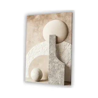 Abstracte Vormen Japandi Stijl - Abstractie Canvas Kunst - Woonkamer Decoratie - Kantoor - Moderne Schilderijen - Slaapkamer Muurdecoratie - Canvas