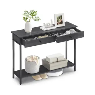 Sidetable - Wandtafel - Console Tafel - Industrieel - 2 Lades - Extra Plank - Metalen Frame - 100 X 30 X 80 Cm