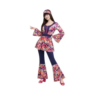 Joya Party® Hippie Verkleed Pak Dames | 2-Delig Met Hoofdband | Jaren 60 & 70 Flower Power | Verkleedpak Vrouw | Groovy Stretch Materiaal | Carnaval,