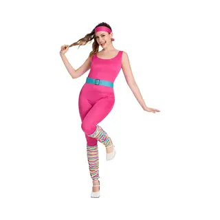 Joya Party® 80’s Fitness Aerobics Kostuum Dames | Neon Roze Jumpsuit | Retro Sportoutfit Vrouw | Verkleedpak Vrouwen | Sexy Aerobics Babe |