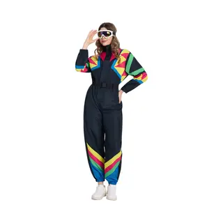 Joya Party® Retro Skipak Zwart Dames | Carnavalskleding | Verkleedkleren | Vintage Ski Pak Carnaval | Jaren 80/90 Verkleedpak Volwassenen | Foute