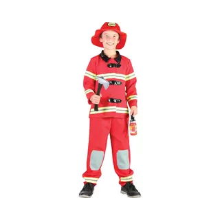 Joyakids Joya Kids® Brandweer Verkleedpak Kind Rood | Carnavalskleding | Brandweerman Kostuum Kinderen | Carnaval Verkleedkleding Jongens | Incl Rode
