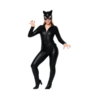 Joya Party® Cat Kostuum Volwassenen | Zwarte Stretch Catsuit Met Masker En Riem | Verkleedpak Halloween & Carnaval Dames | Sexy Kattenpak | Catgirl