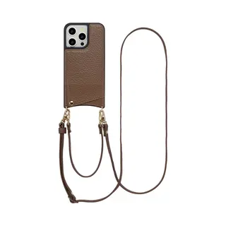 Selencia Hoesje - Geschikt Voor Apple IPhone 14 Pro - Backcover Met Koord En Pashouder - Mocha Brown