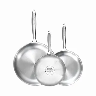 Savoré Kitchen 3-delige Rvs Koekenpan Pannenset - Ø 20, 24, 28 Cm Pannen - Inductie - Pan - Koekenpannen - Pannensets - Koekenpannenset