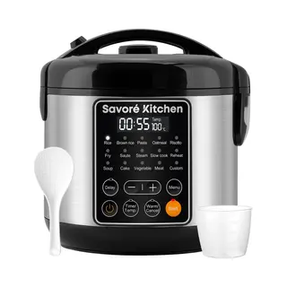 Savoré Kitchen Rijstkoker Met Stomer – 3L – 14 Programma’s – Multicooker – Rice Cooker – Slowcooker – Pfas Vrij – Zwart Rvs