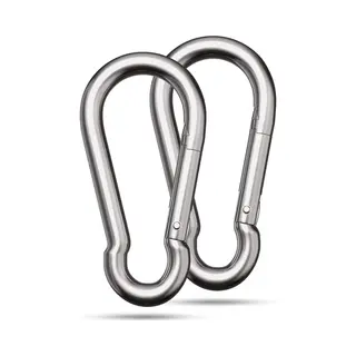 Dx - Premium Duopakket Gegalvaniseerde Karabijnhaak - 2 Stuks - 7x70mm - Verzinkt Staal - Glanzend Zilver