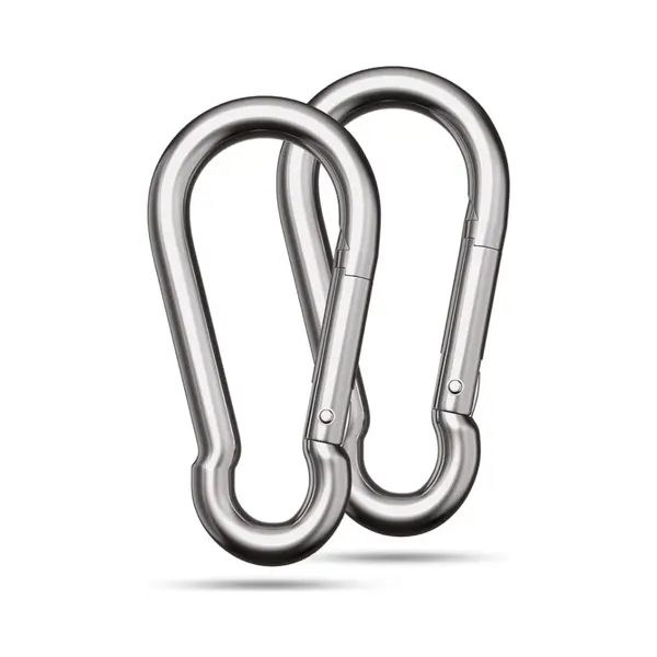 Dx - Premium Duopakket Gegalvaniseerde Karabijnhaak - 2 Stuks - 7x70mm - Verzinkt Staal - Glanzend Zilver thumbnail
