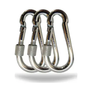 Dx - Trio Schroefpakket Karabijnhaak - 3 Stuks - 7x70mm - Gegalvaniseerd - Schroefmechanisme - Zilver - Verzinkt Staal