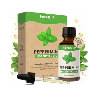 PureOil – Pepermuntolie Etherische Olie – 30ml – 100% Puur Pepermint , Natuurlijk & Vegan – Pepermunt Olie Voor Huid | Gezicht | Nagels |