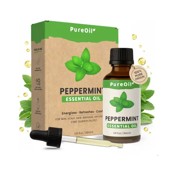 PureOil – Pepermuntolie Etherische Olie – 30ml – 100% Puur Pepermint , Natuurlijk & Vegan – Pepermunt Olie Voor Huid | Gezicht | Nagels | thumbnail
