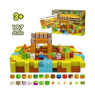 Bunobi® Magnetisch Speelgoed Boerderij 107 Stuks Magnetic Cubes - Magnetische Blokken - Constructie Speelgoed - Montessori Speelgoed - Magnetic Toys