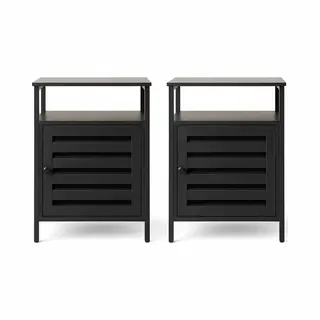 Goliving Nachtkastje Set Van 2 - 40 X 40 X 60 Cm - Opbergkastje Met Deur En Planken - Hout - Industrieel - Bijzettafel Modern - Zwart