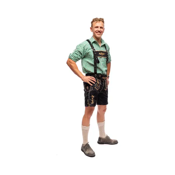 Samex® - Lederhosen Man + Blouse - Compleet Oktoberfest Kostuum Heren - Korte Lederhose - Verkleedkleren Mannen - Carnavalskleding - Zwart/Groen - thumbnail