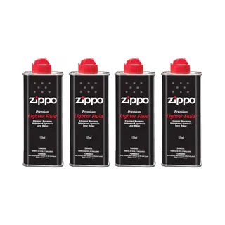 Zippo Aanstekervloeistof – 4 X 125 Ml (Origineel) + 1x Zippo Vuursteentjes (6st.) & 1x Lont