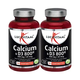 2x Lucovitaal Calcium 500mg + D3 20 Mcg Kauwtabletten 90 Kauwtabletten