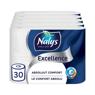 5x Nalys Excellence Maxi-Vel Toiletpapier In Papieren Verpakking 5-Laags 6 Stuks