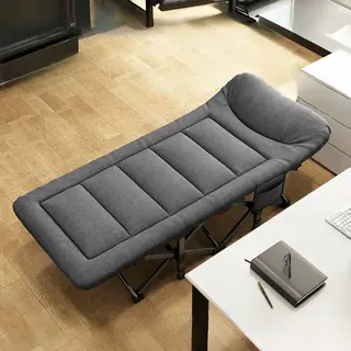 Veldbed - Kampeerbed - Campingbed - Logeerbed - Stretcher - Met Kussen - Inklapbaar - 1 Persoon - Grijs - 190x67x48 Cm