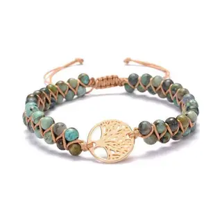 Nixnix® - Bohemian Armband - Afrikaans - Turkoois - Tree Of Life - Goud Kleurig