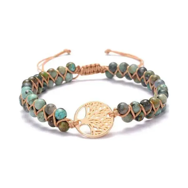 Nixnix® - Bohemian Armband - Afrikaans - Turkoois - Tree Of Life - Goud Kleurig thumbnail