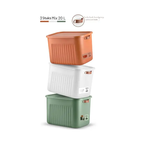Luxury Bites Aufbewahrungsbox Mit Deckel, 20L-15L -10L Bpa-freie Kunststoff, Nestbar Und Stapelbar (6 Farben, 9 Farbkombiationen, 3er Set) thumbnail
