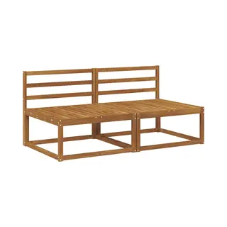 VidaXL 2 Piece Outdoor Middle Sofa Solid Acacia Wood Beige, Balcony, Modern Garden Furniture, Modular Outdoor Design, Durable Sectional, Flexible